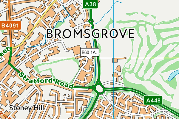 B60 1AJ map - OS VectorMap District (Ordnance Survey)