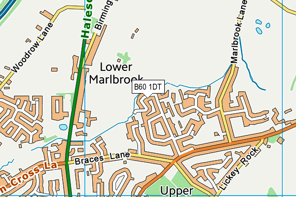 B60 1DT map - OS VectorMap District (Ordnance Survey)