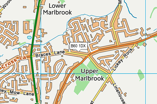 B60 1DX map - OS VectorMap District (Ordnance Survey)