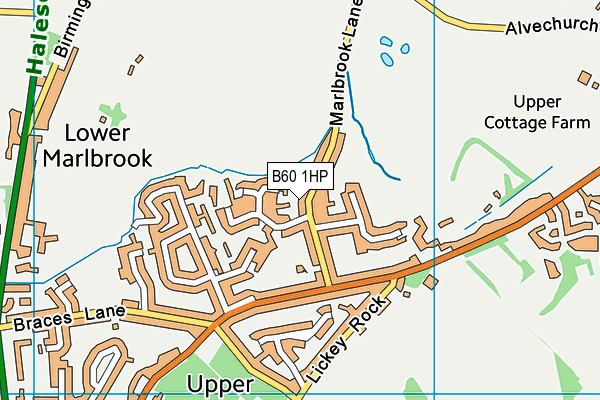 B60 1HP map - OS VectorMap District (Ordnance Survey)