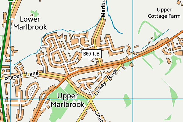B60 1JB map - OS VectorMap District (Ordnance Survey)