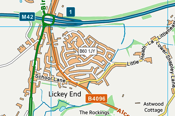 B60 1JY map - OS VectorMap District (Ordnance Survey)