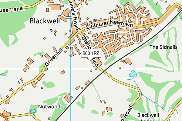 B60 1PZ map - OS VectorMap District (Ordnance Survey)