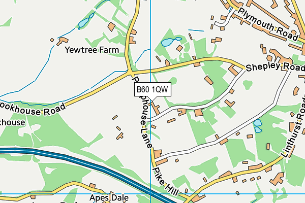 B60 1QW map - OS VectorMap District (Ordnance Survey)