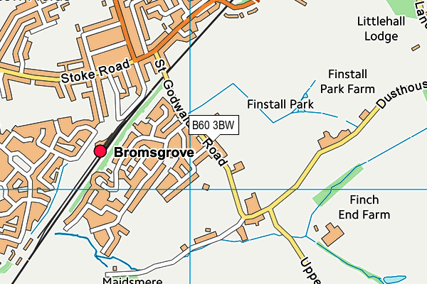 Bromsgrove Cricket Hockey And Tennis Club map (B60 3BW) - OS VectorMap District (Ordnance Survey)