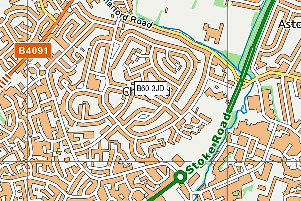 B60 3JD map - OS VectorMap District (Ordnance Survey)