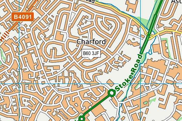 B60 3JF map - OS VectorMap District (Ordnance Survey)