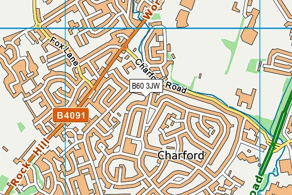 B60 3JW map - OS VectorMap District (Ordnance Survey)