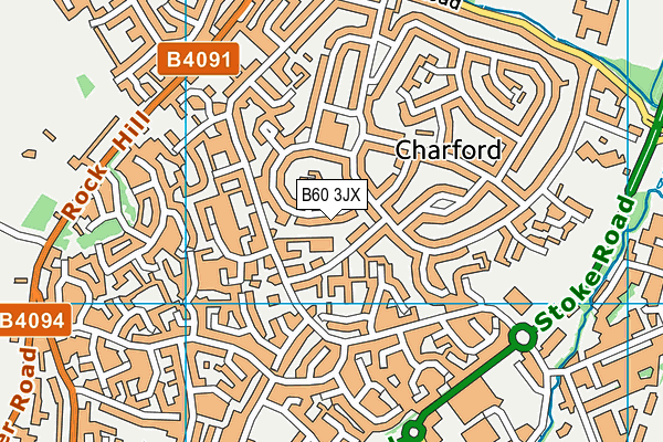 B60 3JX map - OS VectorMap District (Ordnance Survey)