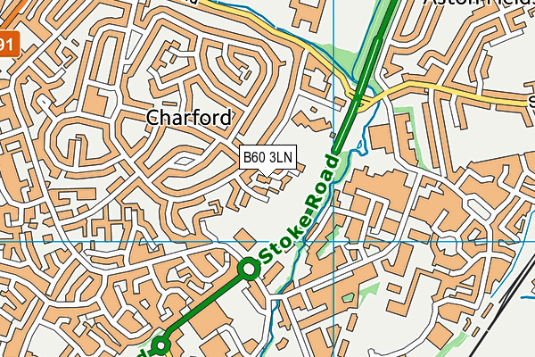 B60 3LN map - OS VectorMap District (Ordnance Survey)