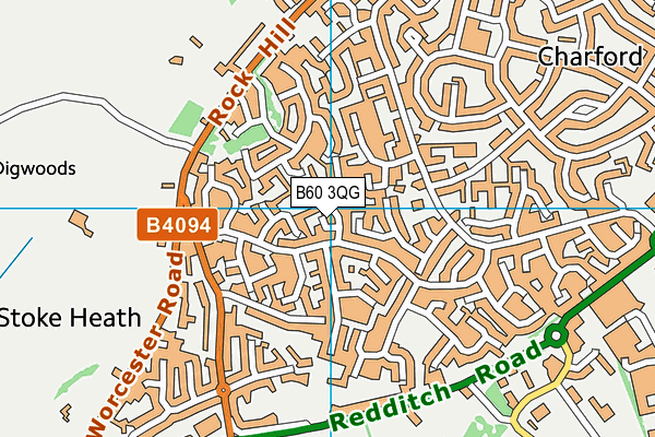 B60 3QG map - OS VectorMap District (Ordnance Survey)