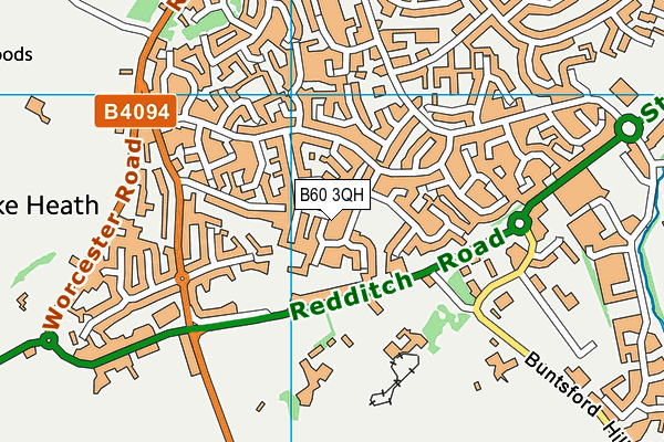 B60 3QH map - OS VectorMap District (Ordnance Survey)