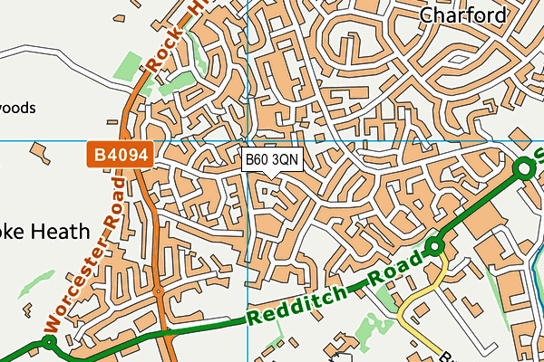 B60 3QN map - OS VectorMap District (Ordnance Survey)