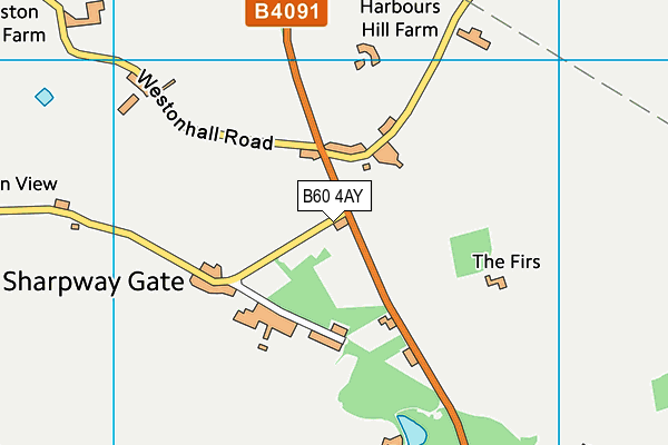 B60 4AY map - OS VectorMap District (Ordnance Survey)