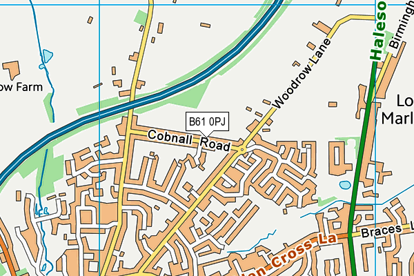 B61 0PJ map - OS VectorMap District (Ordnance Survey)
