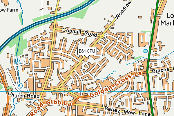 B61 0PU map - OS VectorMap District (Ordnance Survey)