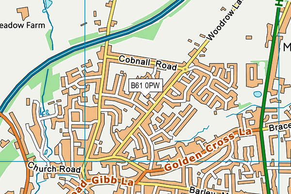 B61 0PW map - OS VectorMap District (Ordnance Survey)