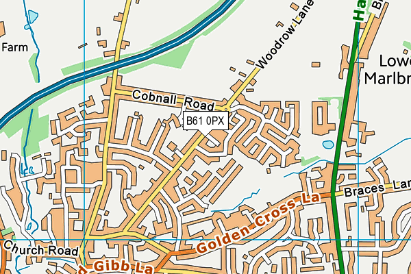 B61 0PX map - OS VectorMap District (Ordnance Survey)