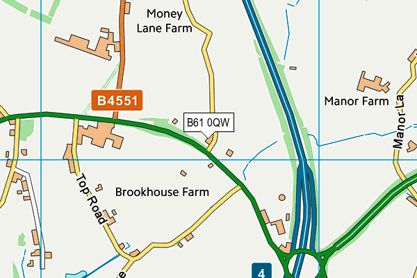 B61 0QW map - OS VectorMap District (Ordnance Survey)