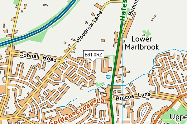 B61 0RZ map - OS VectorMap District (Ordnance Survey)