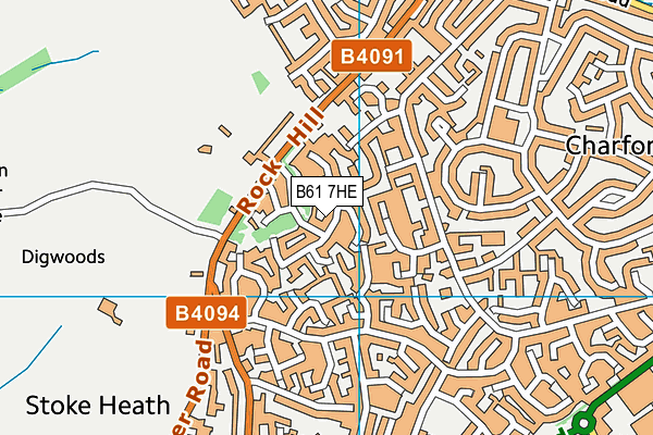B61 7HE map - OS VectorMap District (Ordnance Survey)