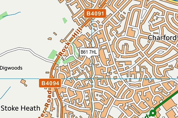 B61 7HL map - OS VectorMap District (Ordnance Survey)