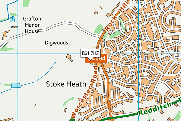 B61 7HZ map - OS VectorMap District (Ordnance Survey)