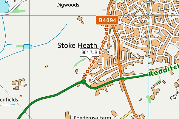 B61 7JB map - OS VectorMap District (Ordnance Survey)