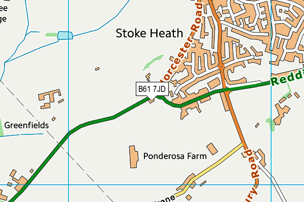 B61 7JD map - OS VectorMap District (Ordnance Survey)