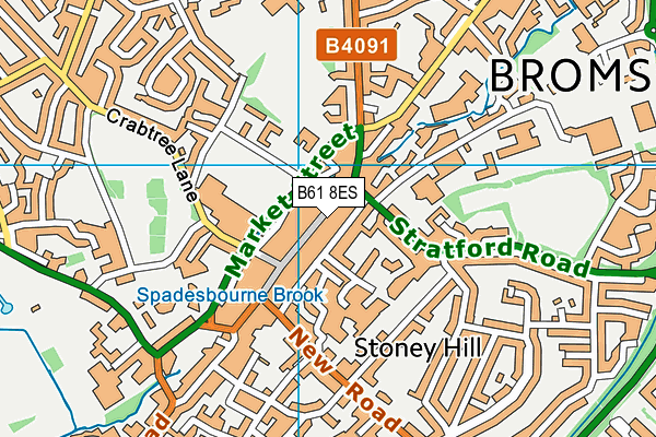 B61 8ES map - OS VectorMap District (Ordnance Survey)
