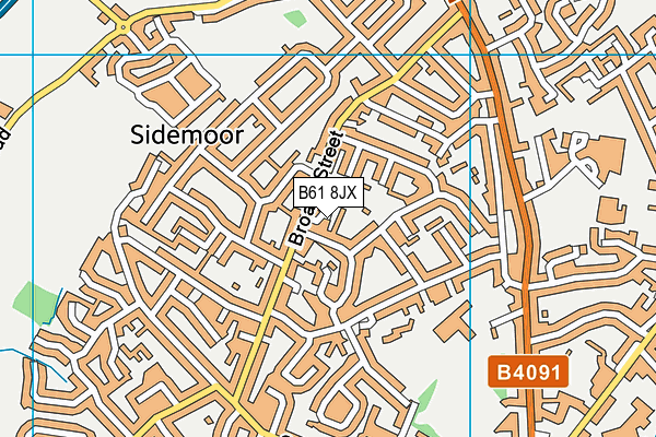 B61 8JX map - OS VectorMap District (Ordnance Survey)