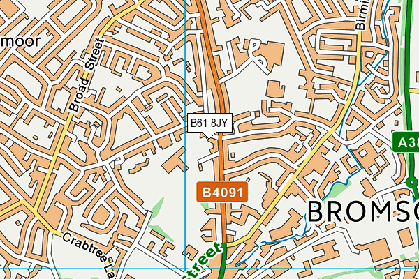 B61 8JY map - OS VectorMap District (Ordnance Survey)