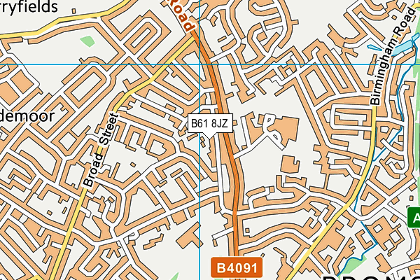 B61 8JZ map - OS VectorMap District (Ordnance Survey)