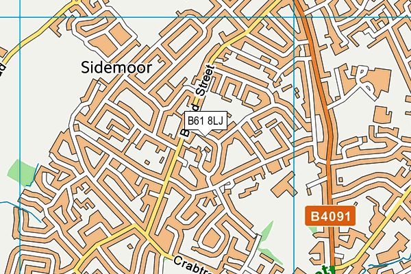 B61 8LJ map - OS VectorMap District (Ordnance Survey)