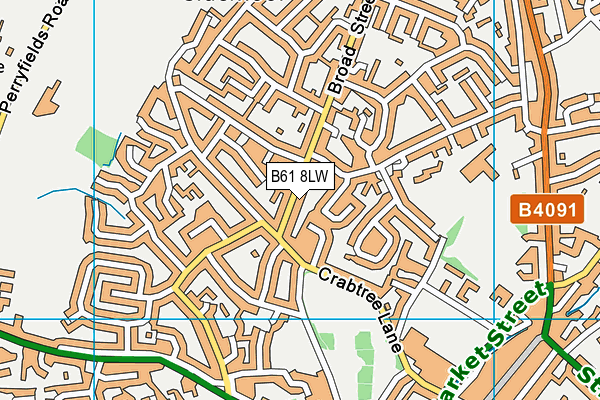 B61 8LW map - OS VectorMap District (Ordnance Survey)