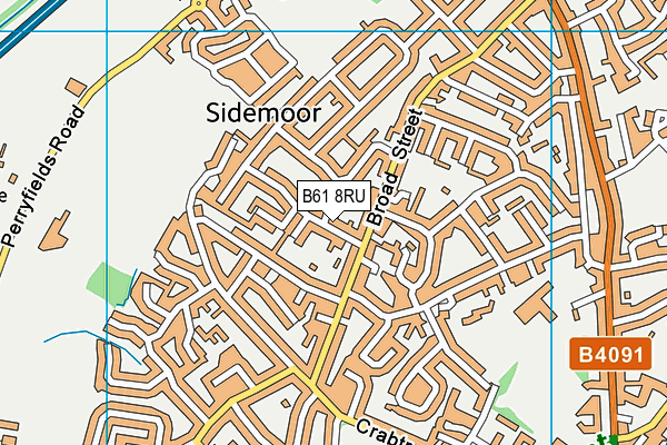 B61 8RU map - OS VectorMap District (Ordnance Survey)