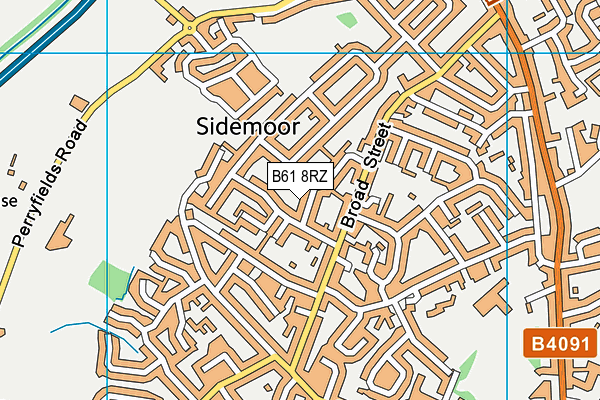 B61 8RZ map - OS VectorMap District (Ordnance Survey)