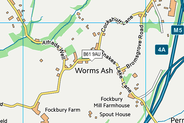 B61 9AU map - OS VectorMap District (Ordnance Survey)