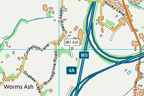 B61 9JA map - OS VectorMap District (Ordnance Survey)