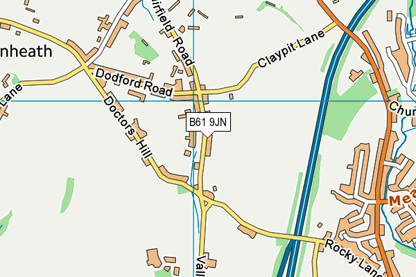 B61 9JN map - OS VectorMap District (Ordnance Survey)