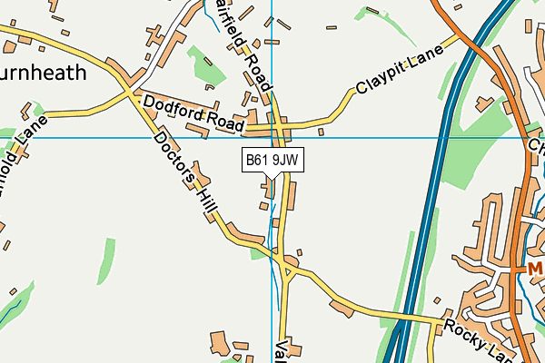 B61 9JW map - OS VectorMap District (Ordnance Survey)