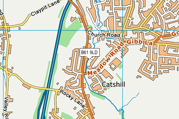 Catshill Village Meadow map (B61 9LD) - OS VectorMap District (Ordnance Survey)