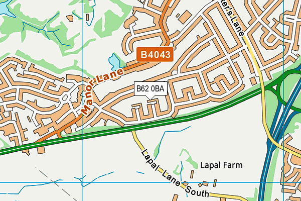 B62 0BA map - OS VectorMap District (Ordnance Survey)