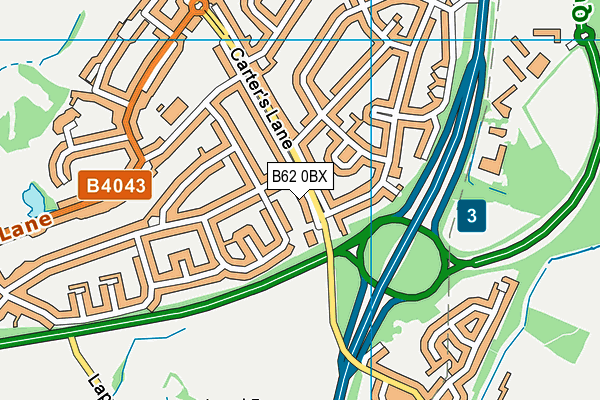 B62 0BX map - OS VectorMap District (Ordnance Survey)