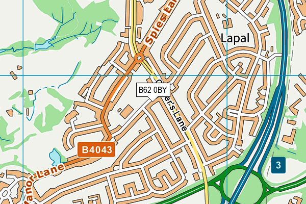 B62 0BY map - OS VectorMap District (Ordnance Survey)