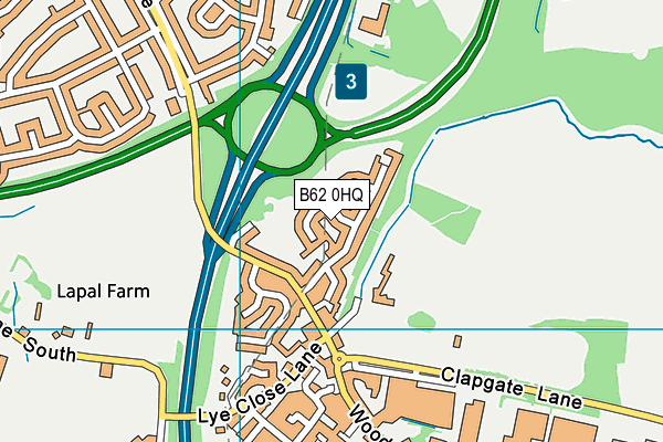 B62 0HQ map - OS VectorMap District (Ordnance Survey)