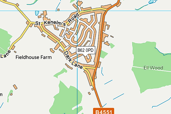 B62 0PD map - OS VectorMap District (Ordnance Survey)