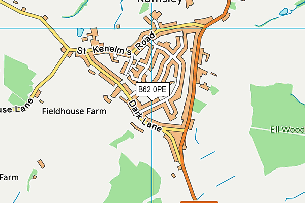 B62 0PE map - OS VectorMap District (Ordnance Survey)