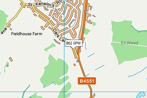 B62 0PW map - OS VectorMap District (Ordnance Survey)