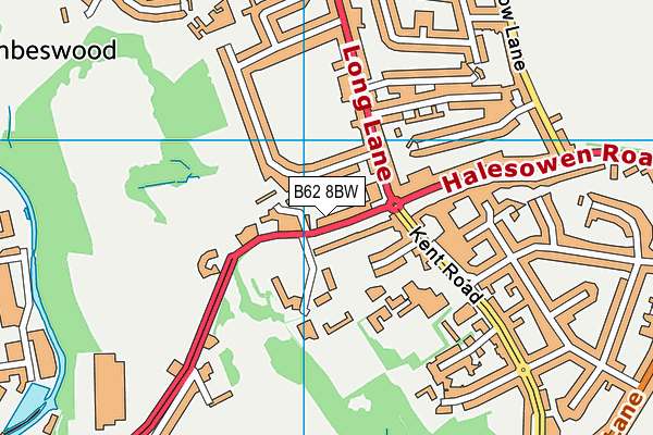 B62 8BW map - OS VectorMap District (Ordnance Survey)